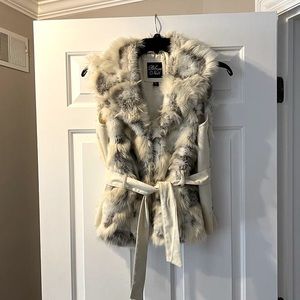 Blanc Noir Faux Fur & Faux Leather vest